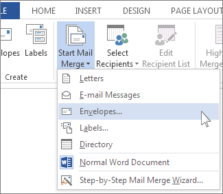 mail merge for envelopes