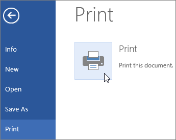 Image of Print button in Word Online