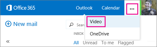 Video link in Office 365 Video old top navigation bar