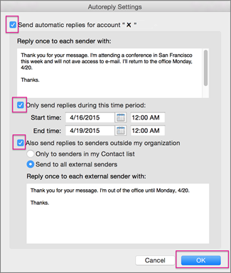 how to set auto reply in mail on mac