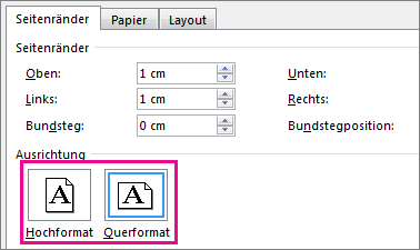 Drehen einer Seite in die Quer- oder Hochformatausrichtung ...