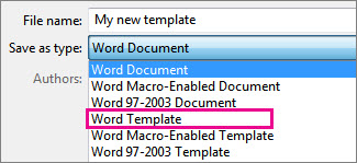 Save document as a template