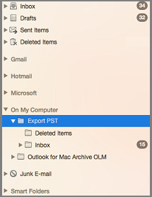outlook for mac on my computer folder location to onedrive