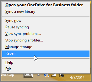 Repair sync connections using the OneDrive for Business sync app