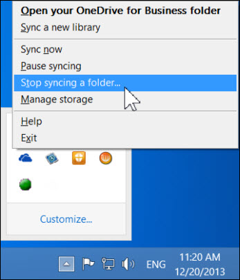 how to stop syncing onedrive