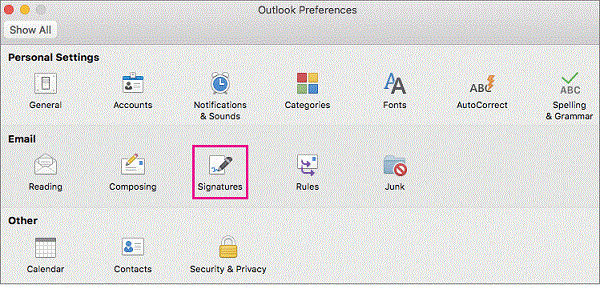 how to change signature on outlook mac