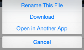 Screenshot of option to open the file in another app