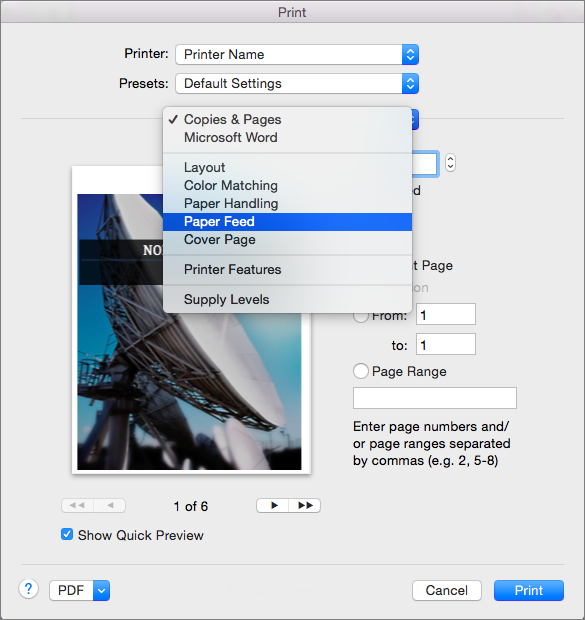 word 2016 for mac page size borderless