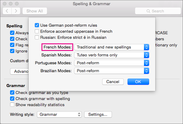 spell checking not working in outlook for mac