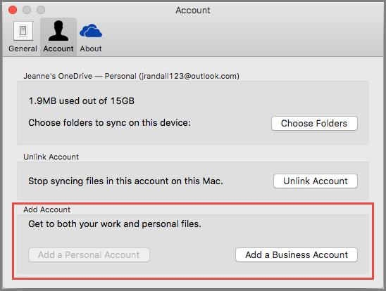 onedrive sync settings mac