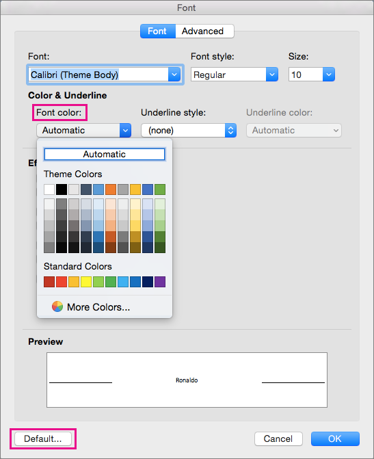 review colors microsoft word for mac