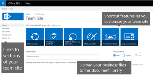 set up file sharing microsoft 365 for business team site