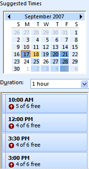 Suggested Times pane