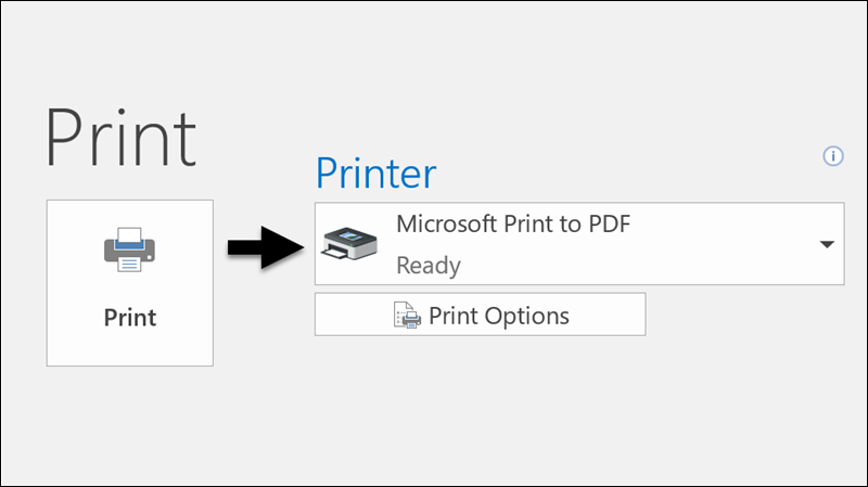 Use the Print command to print an email to a PDF file.