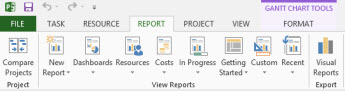 Report tab in Project 2013