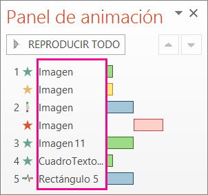 Nombres de objetos sin descripción