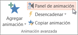 Abrir el panel de animación