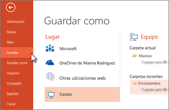 Guardar la presentación de PowerPoint