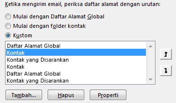 Ubah default alamat buku - Outlook