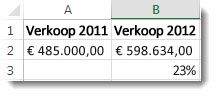 Percentage berekenen excel